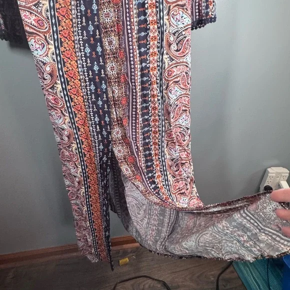 Boho Paisley Maxi Dress Long Sleeve Festival Bohemian Large - Picture 8 of 15